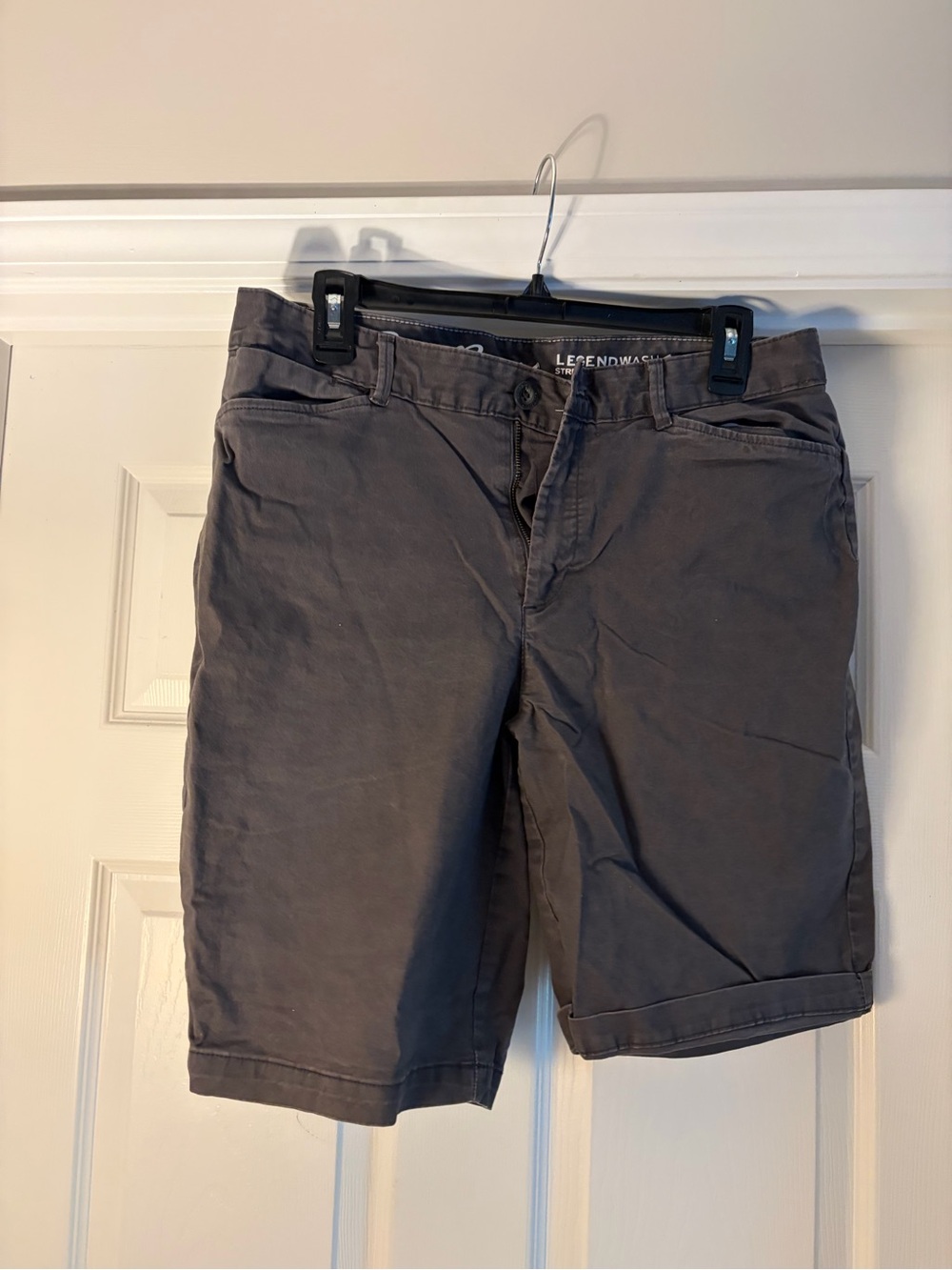 Eddie Bauer Men's Charcoal Flat-Front Cotton Shorts